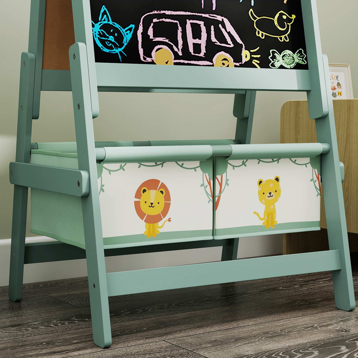 Children's 3-in-1 Easel with Chalkboard, Whiteboard, Paper Roll