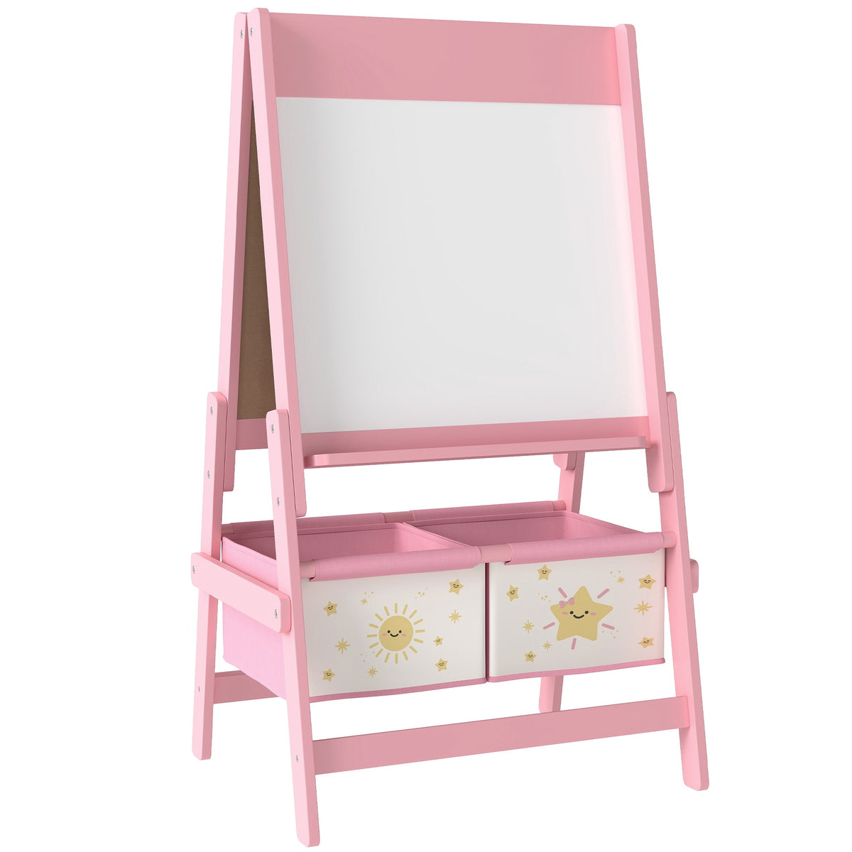 Children's 3-in-1 Easel with Chalkboard, Whiteboard, Pink