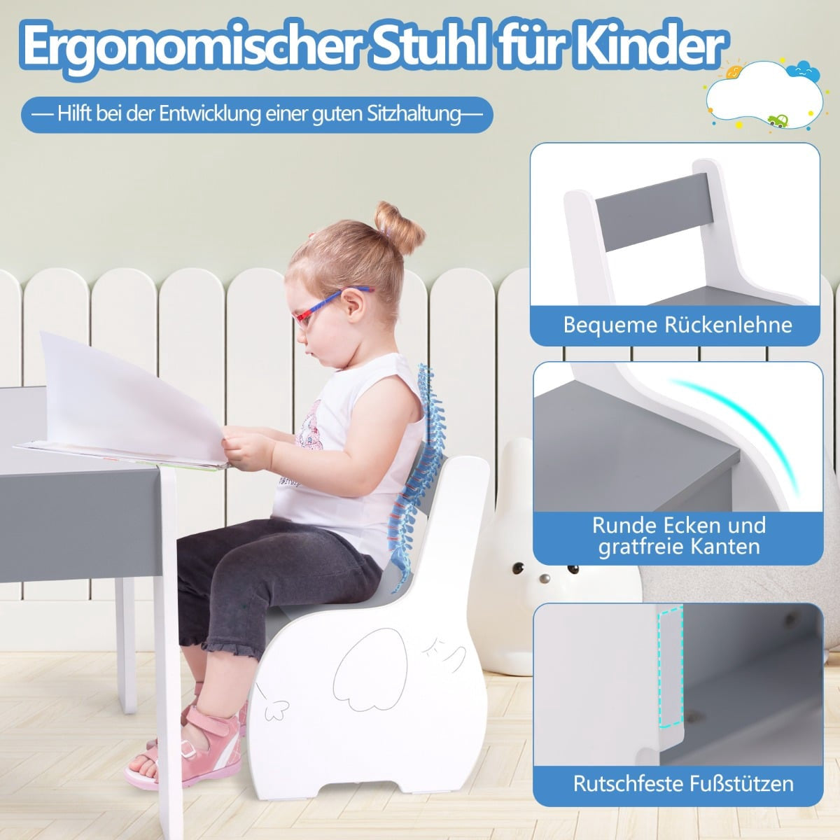 Children's 4-in-1 Activity Table Set with Storage