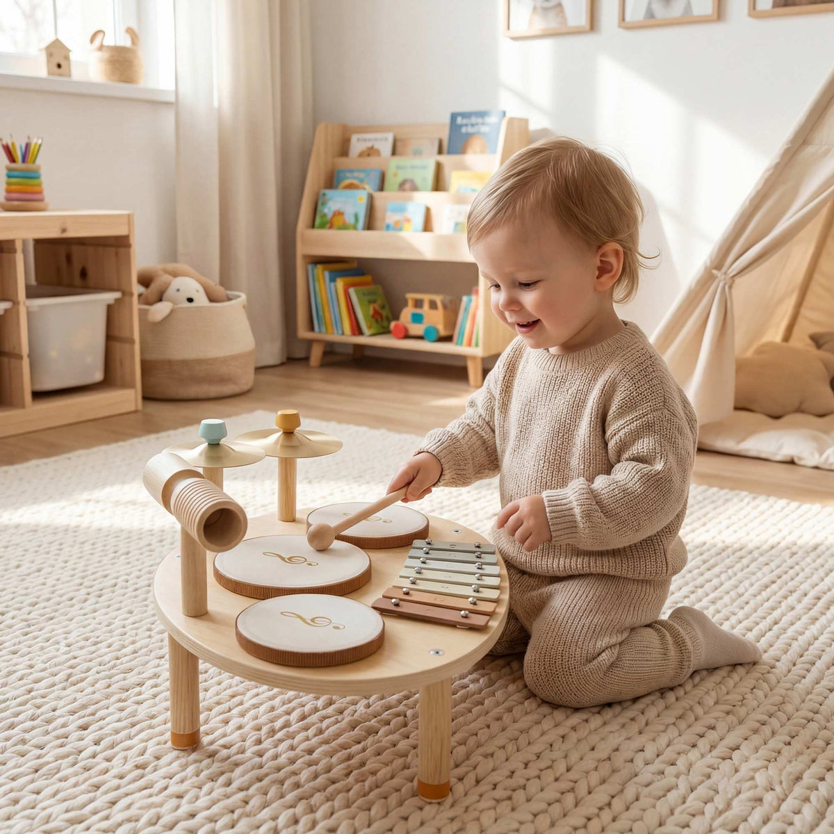 Children's 4-in-1 Musical Instrument Set with Drums & Xylophone