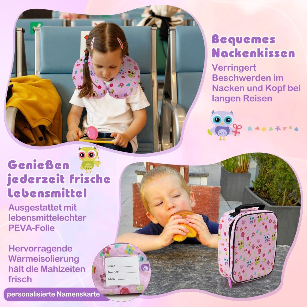 Children's 5-Piece Luggage Set with Backpack & Pillow