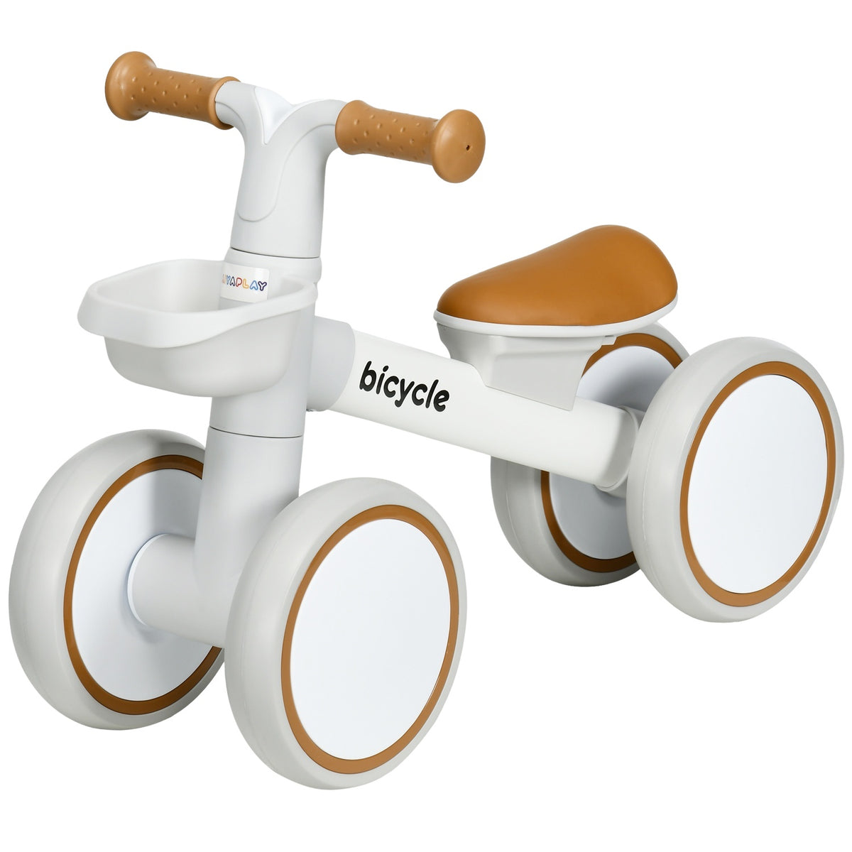 Children's Balance Bike Balance Bike from 1 Year Baby Slide Bike with TPU Wheels No Screws Gifts for Boys/Girls Toddler Toy Brown + White 56 x 27 x 39 cm