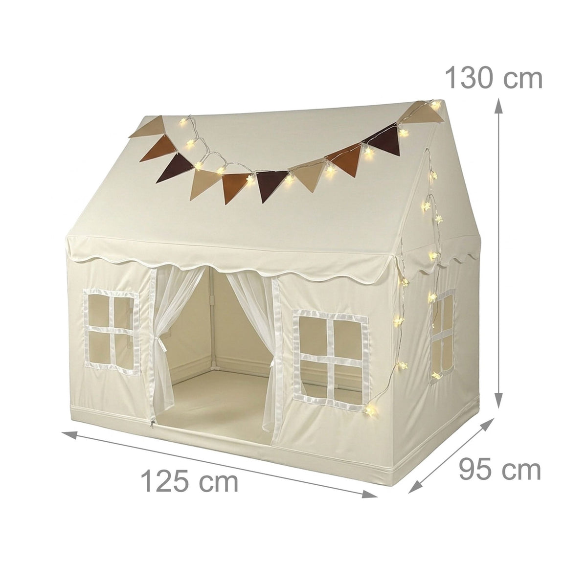 Children's Beige Play Tent with Lights, 130x125x95 cm