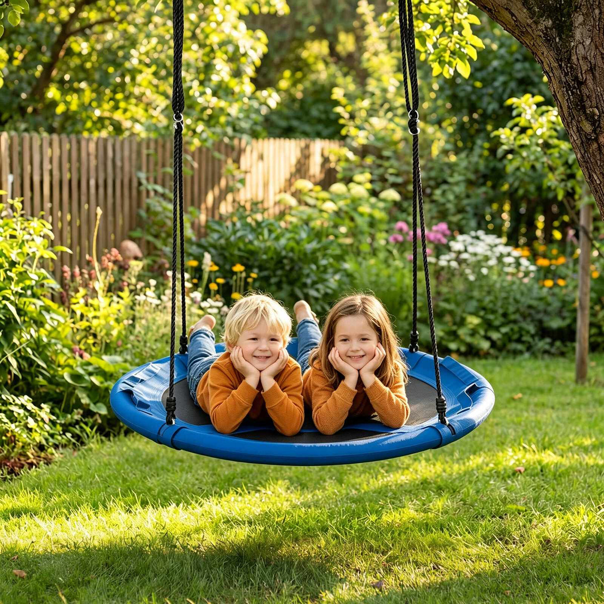 Children's Blue Nest Swing, 100 cm with Cushion & Handles