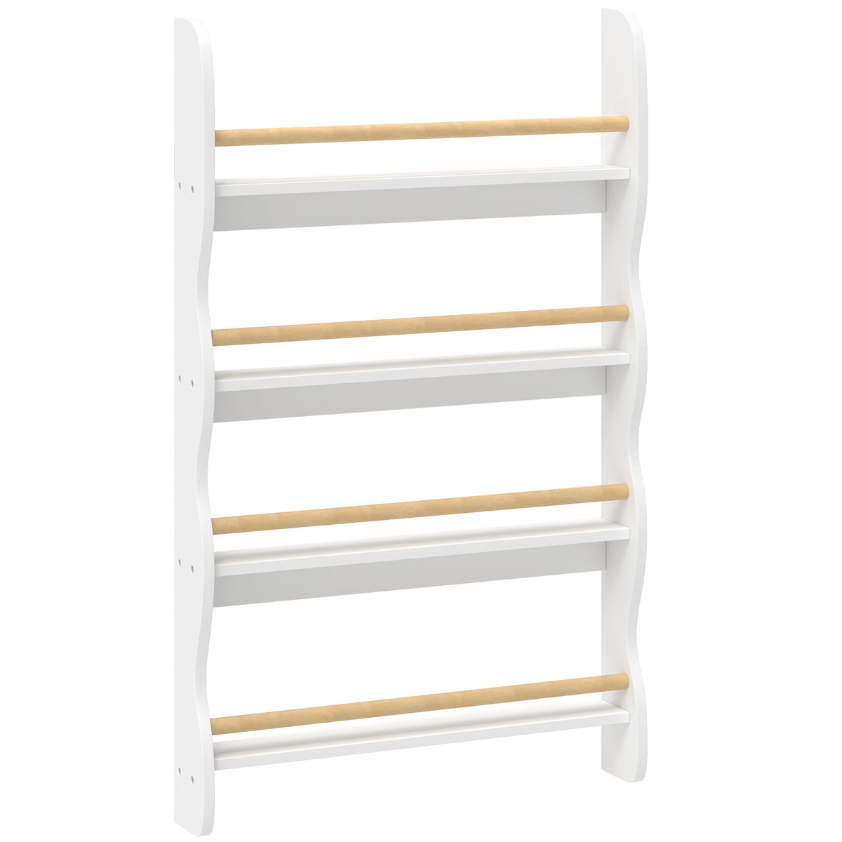 Children's Bookshelf with 4 Shelves, White, 60x10x98 cm