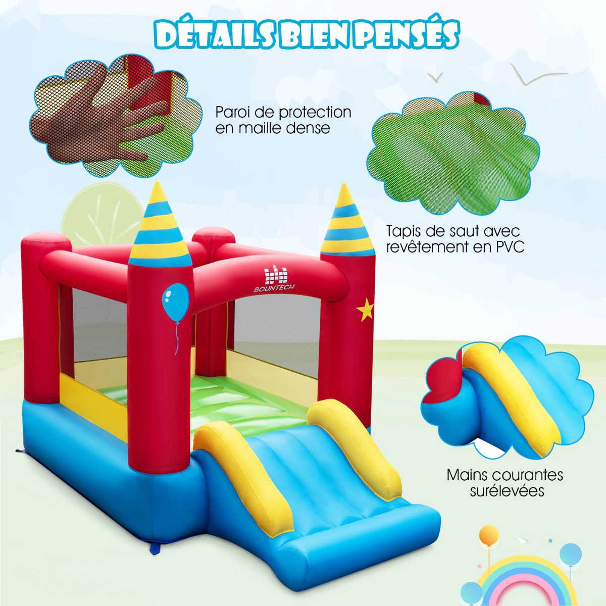 Children's Bouncy Castle with Slide & Blower, 190x260x205 cm