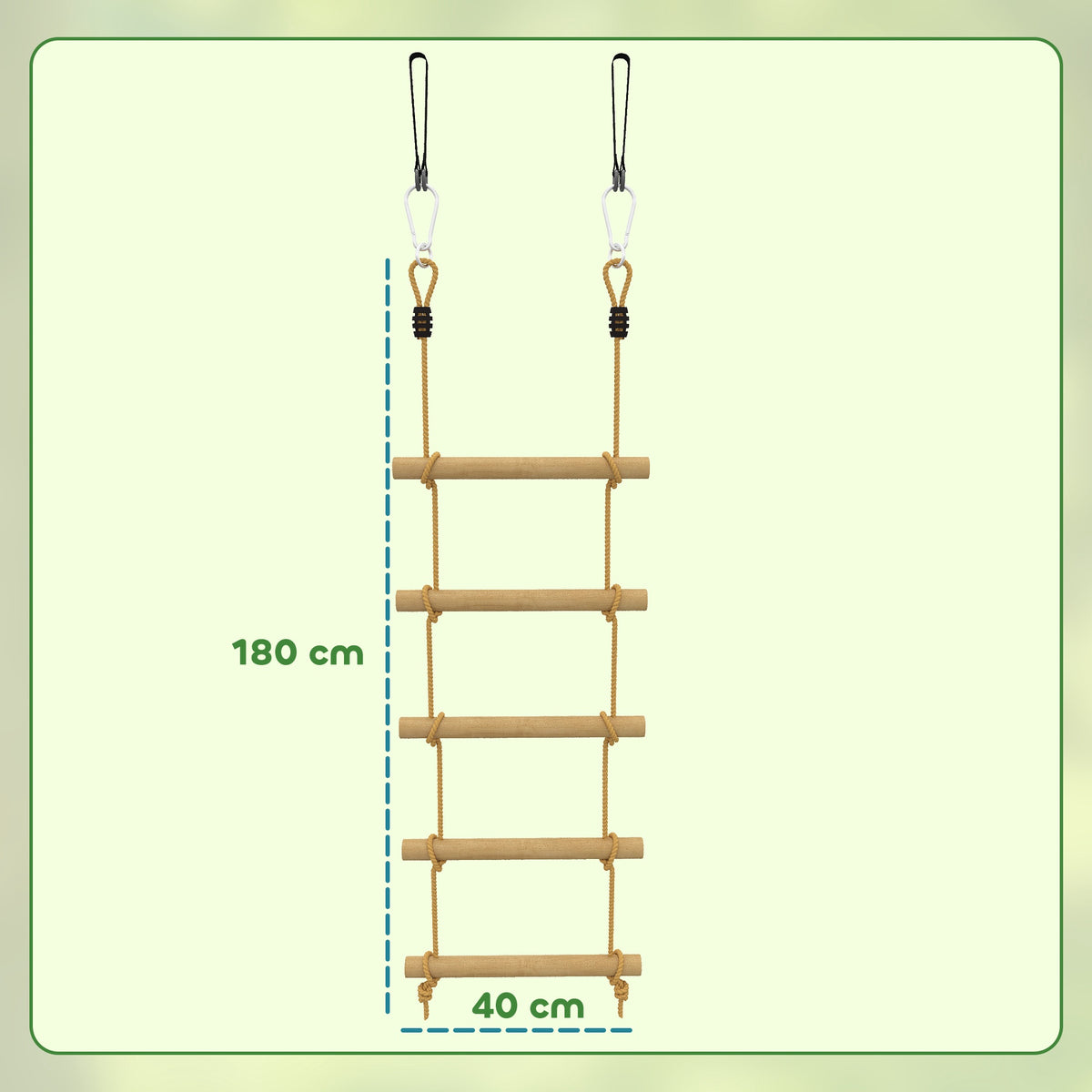 Children's Climbing Rope Set, 5 Wooden Rungs, 1.8m Rope