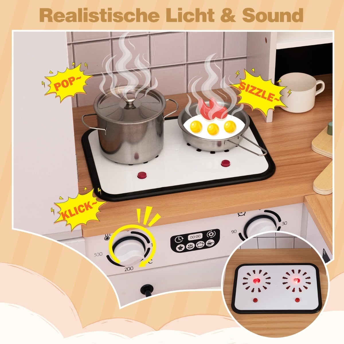 Children's Corner Play Kitchen with Fridge & Washer
