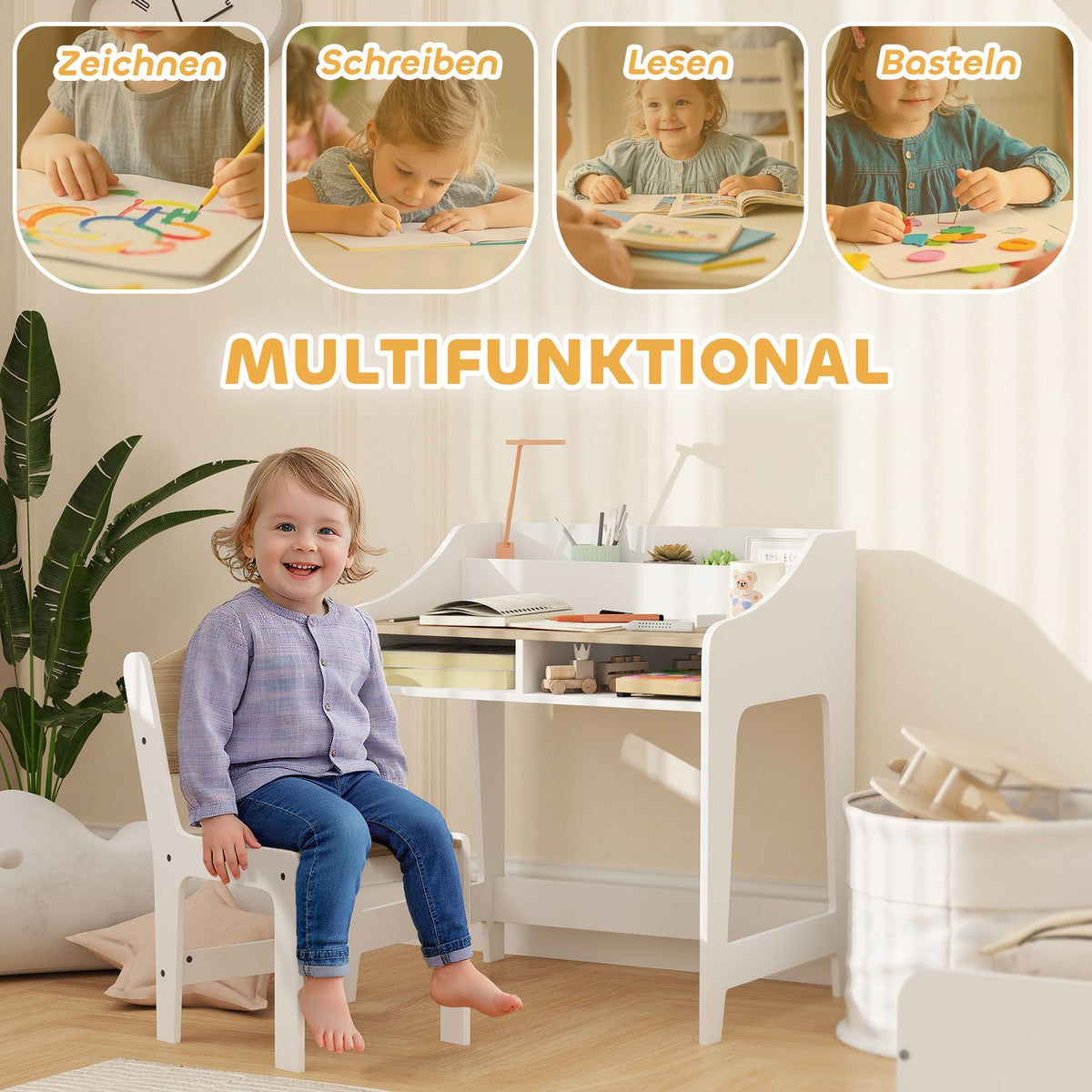 Children's Desk and Chair Set, Ergonomic, Ages 3-8
