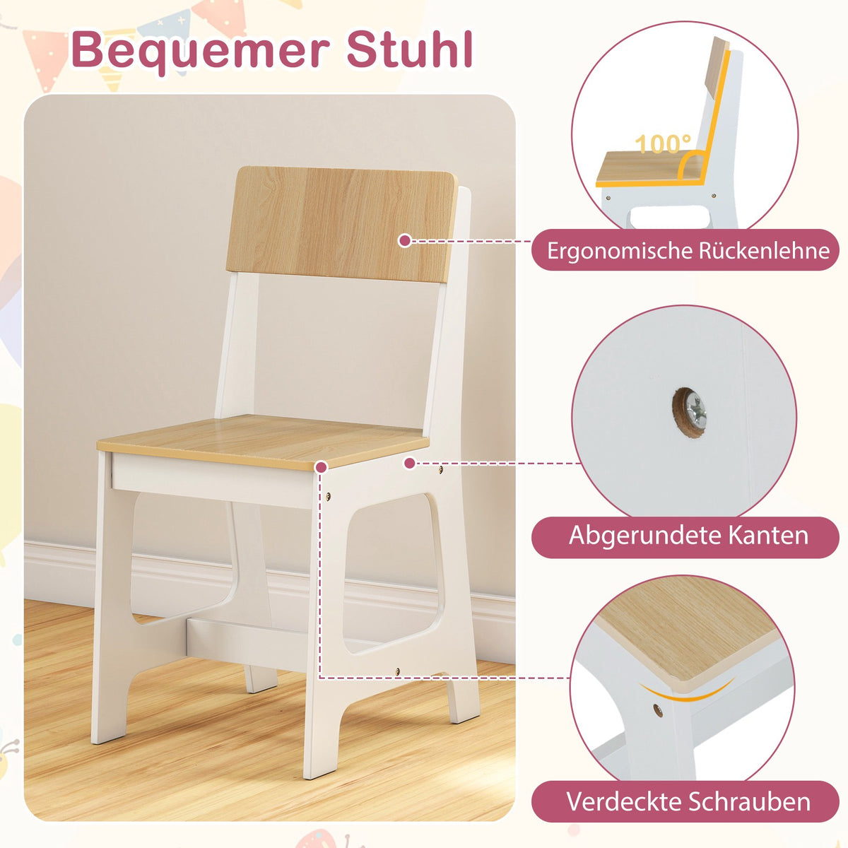 Children's Desk and Chair Set with Storage Shelves