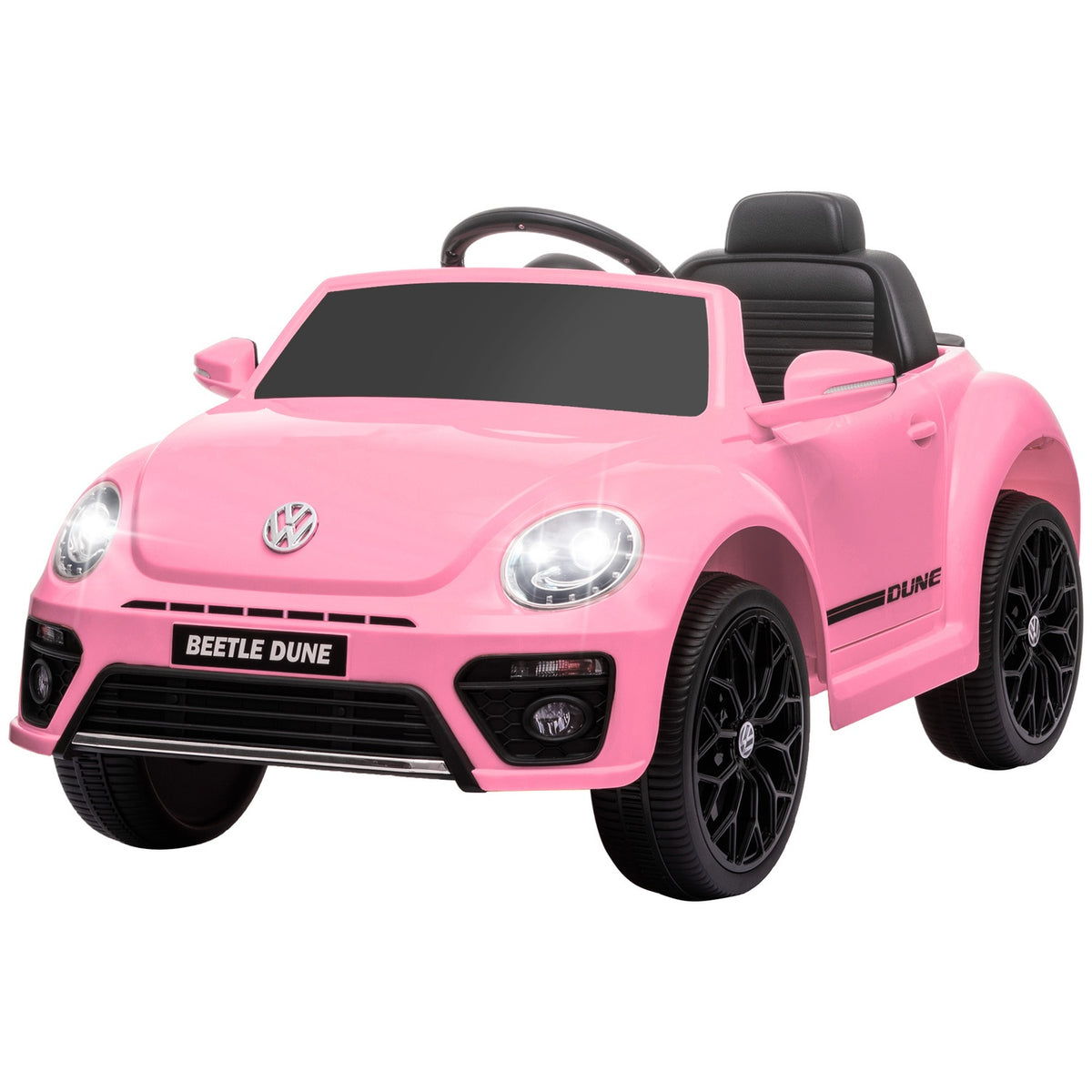 Children's Electric Car 12V Children's Car with 2.4G Remote Control, Music, Horn, Electric Vehicle with LED Lights, USB/MP3 Port, 3-5 km/h, for Children 3-5 Years, Pink
