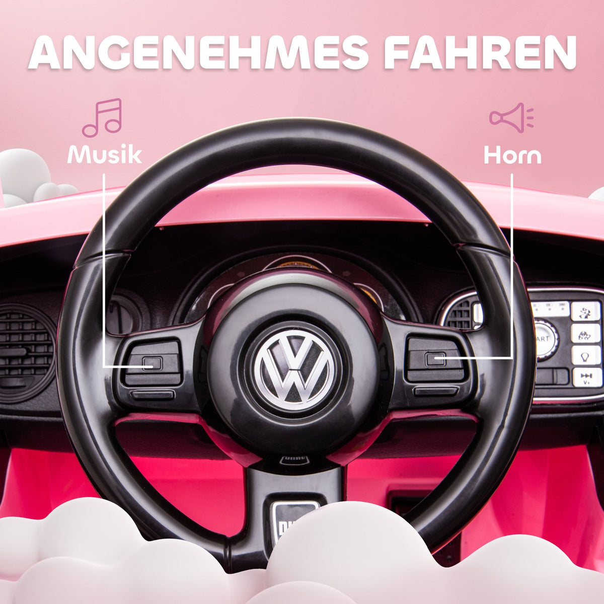 Children's Electric Car 12V Children's Car with 2.4G Remote Control, Music, Horn, Electric Vehicle with LED Lights, USB/MP3 Port, 3-5 km/h, for Children 3-5 Years, Pink