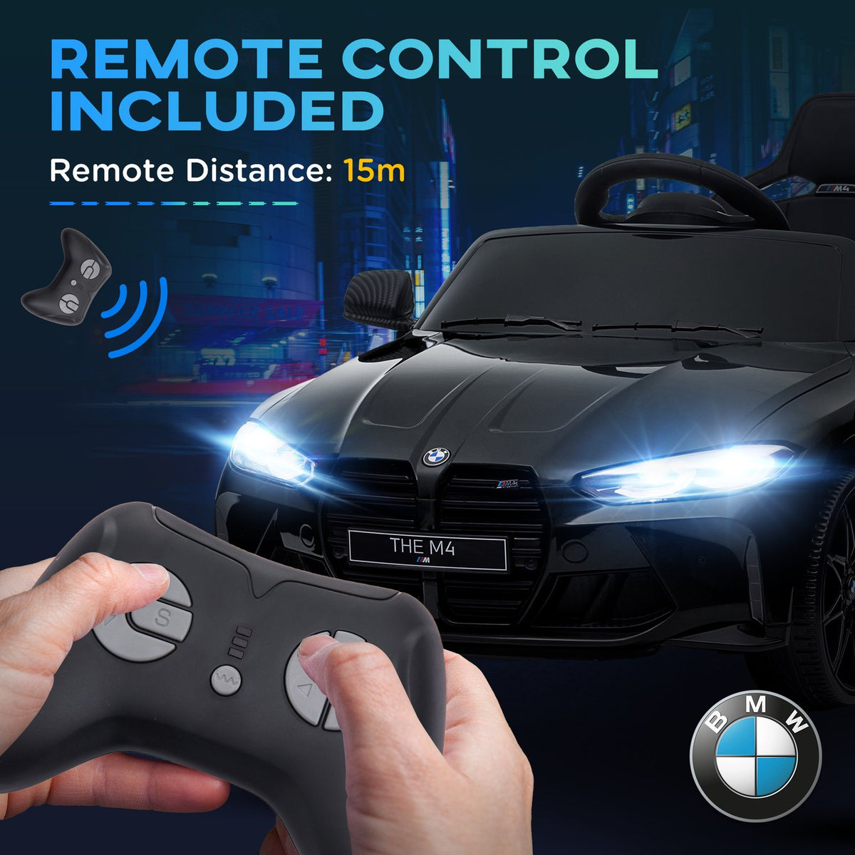 Children's Electric Car, Children's Car with 2.4G Remote Control, Suspension, Electric Vehicle with MP3, USB, LED Light, for 3-5 Years, Black