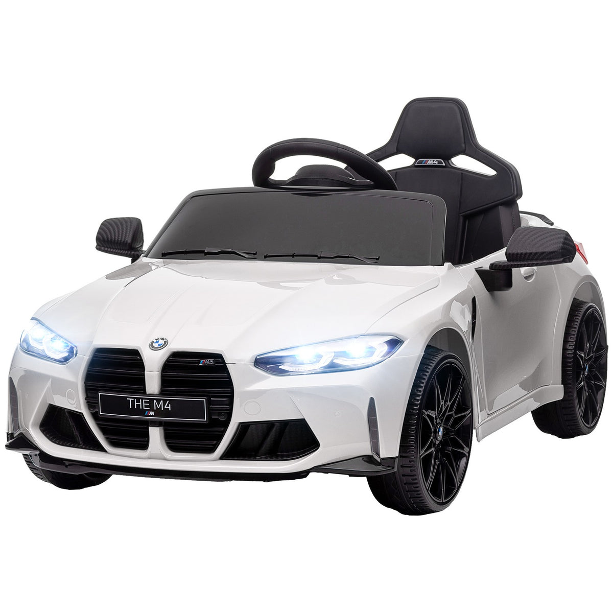 Children's Electric Car, Children's Car with 2.4G Remote Control, Suspension, Electric Vehicle with MP3, USB, LED Light, for 3-5 Years, White