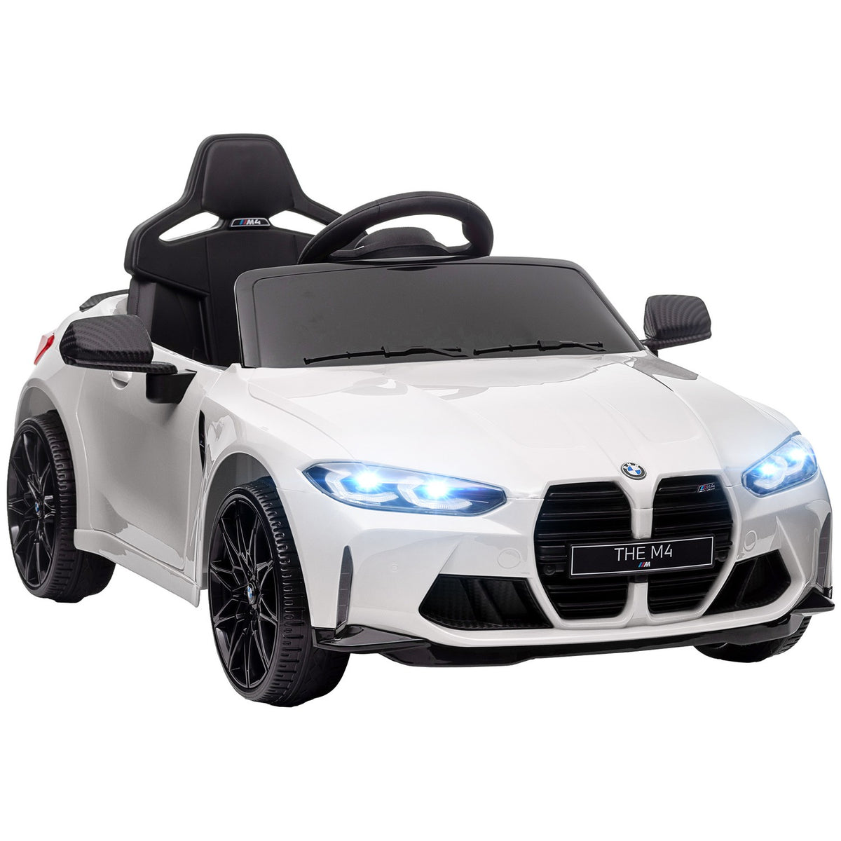 Children's Electric Car, Children's Car with 2.4G Remote Control, Suspension, Electric Vehicle with MP3, USB, LED Light, for 3-5 Years, White
