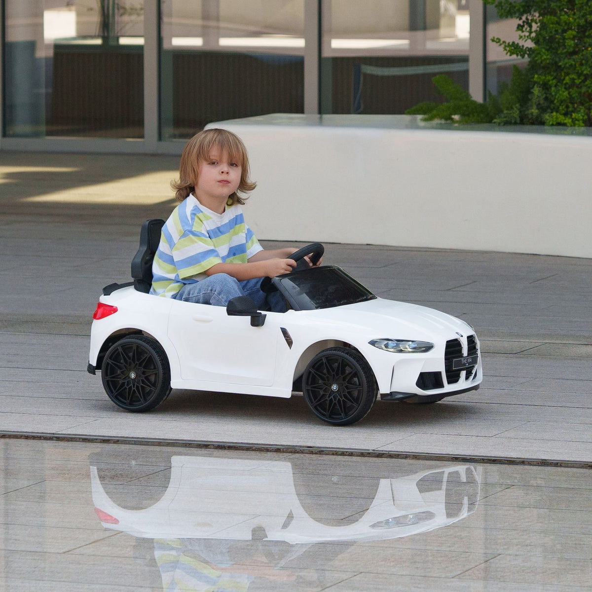 Children's Electric Car, Children's Car with 2.4G Remote Control, Suspension, Electric Vehicle with MP3, USB, LED Light, for 3-5 Years, White