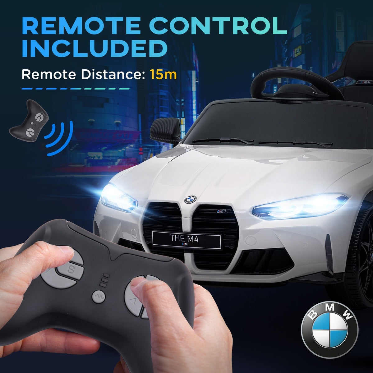 Children's Electric Car, Children's Car with 2.4G Remote Control, Suspension, Electric Vehicle with MP3, USB, LED Light, for 3-5 Years, White