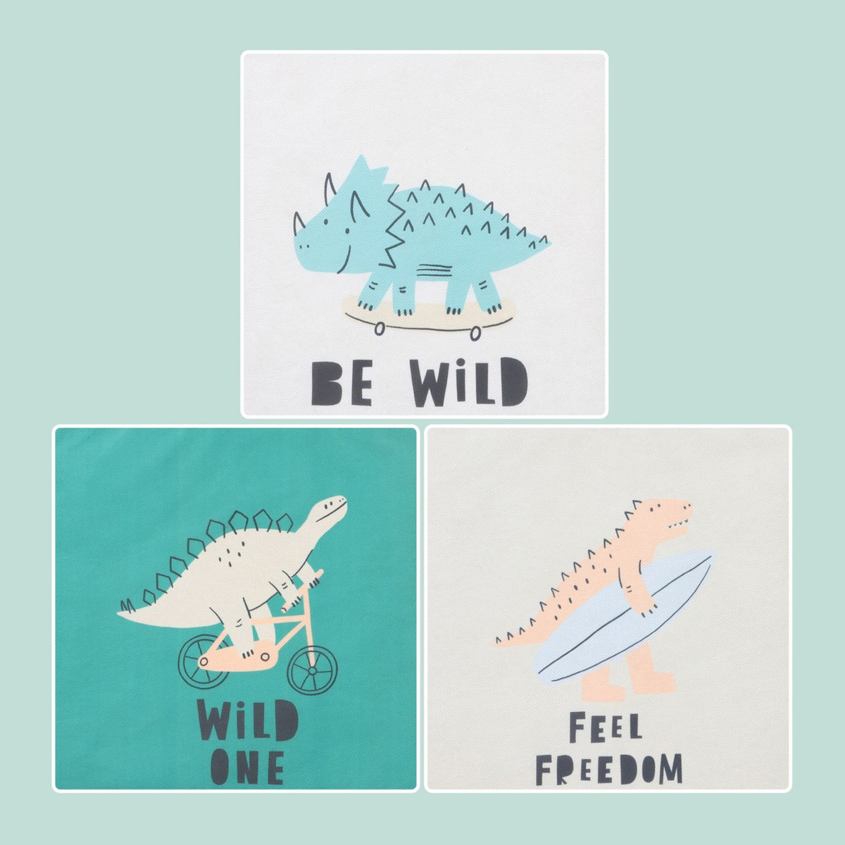 Children's Foldable Storage Boxes, 3-Pack, Dinosaur & Animal