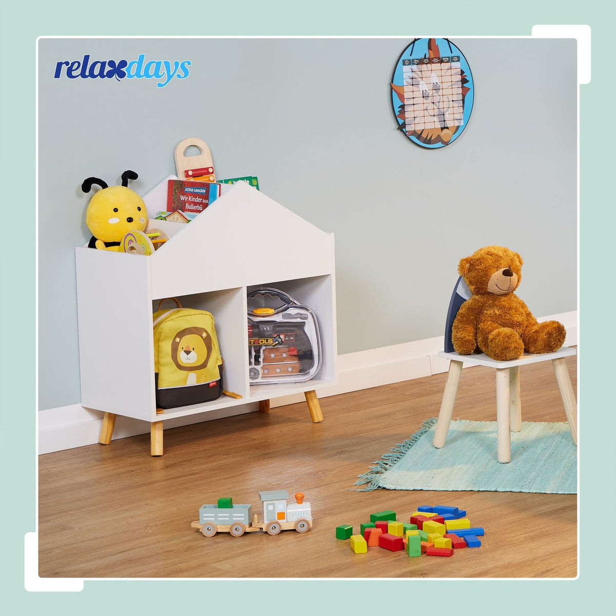 Children's House-Shaped Storage Shelf, 6 Compartments