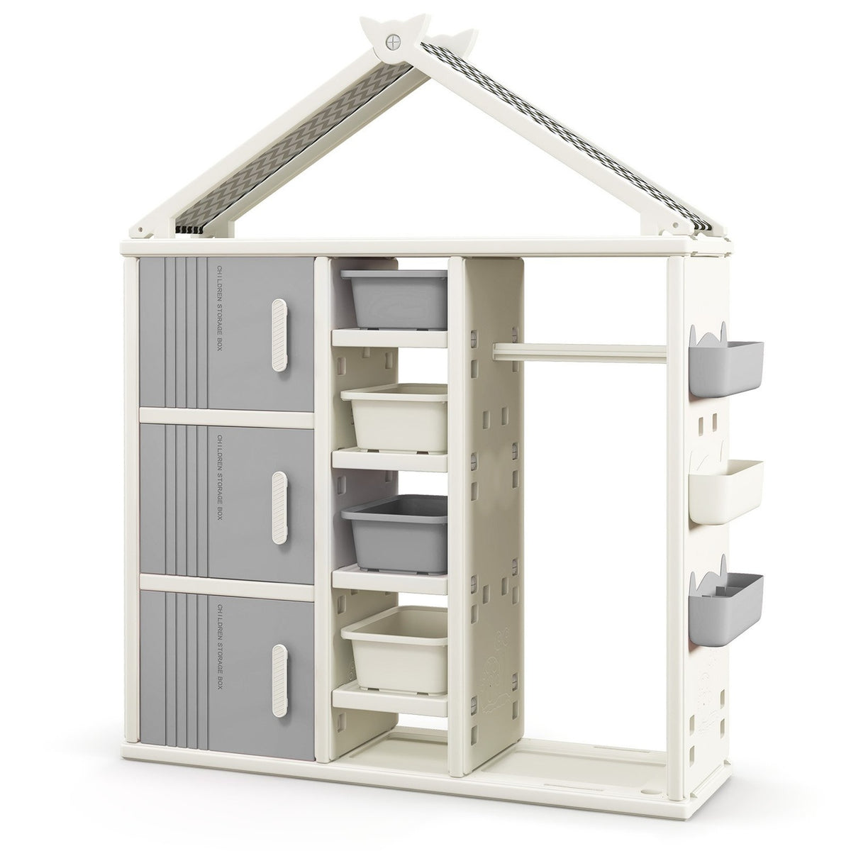 Children's House-Shaped Wardrobe with Clothes Rail