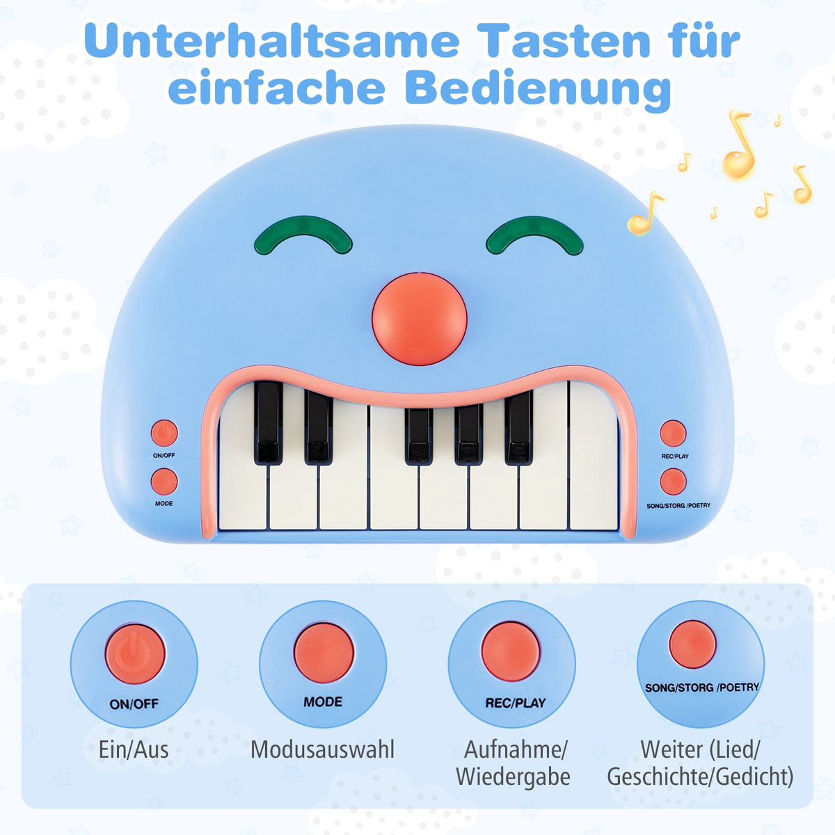 Children's Keyboard Piano with Lights and Music, 13 Keys