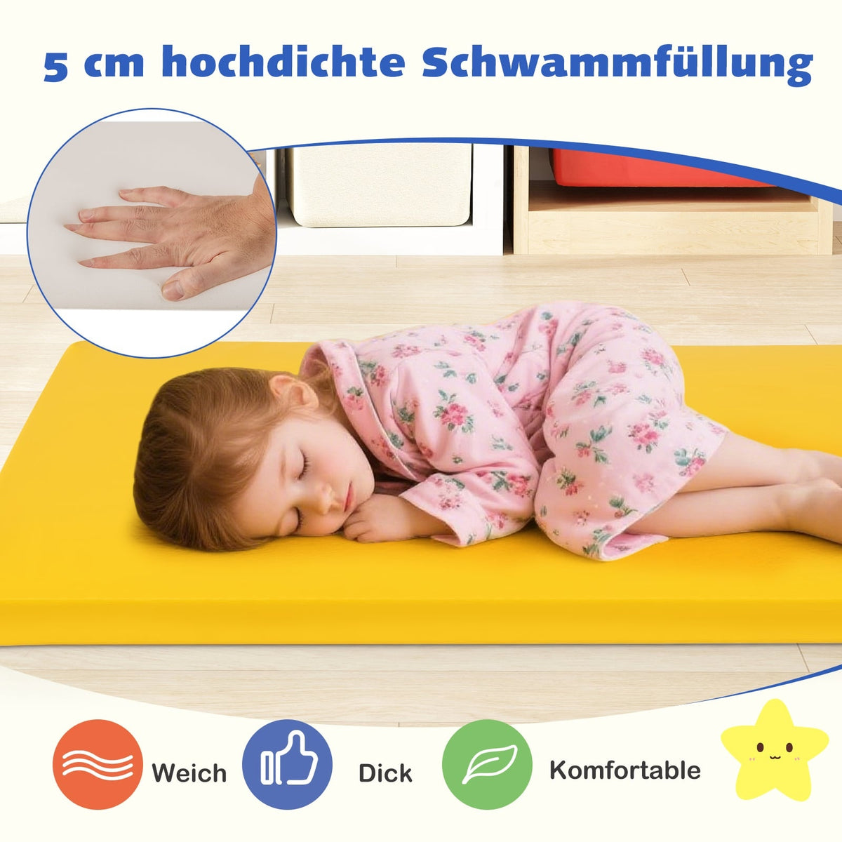 Children's Nap Mats Set of 5 – Foam, Waterproof, Non-Slip