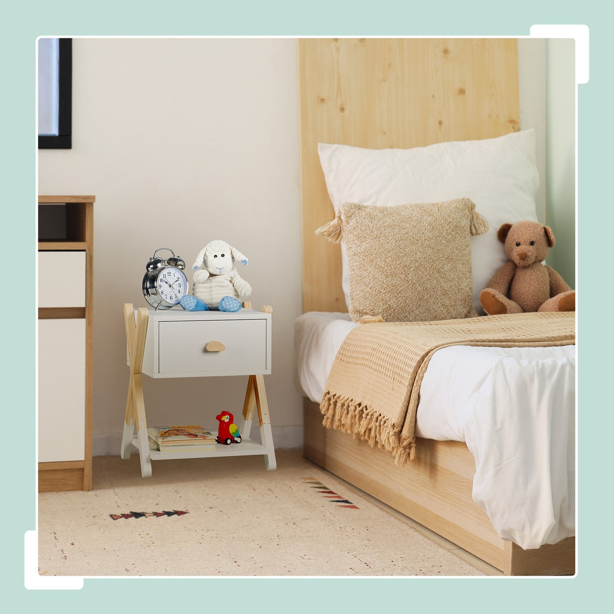 Children's Nightstand with Drawer, X-Design