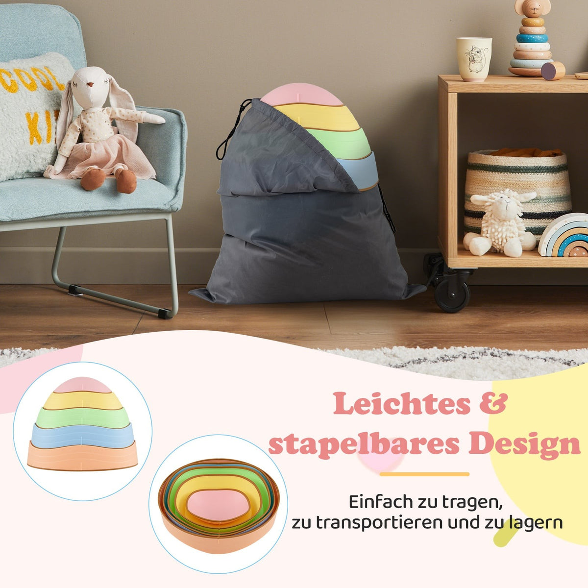 Children's Non-Slip Balance Stones, 80kg Capacity