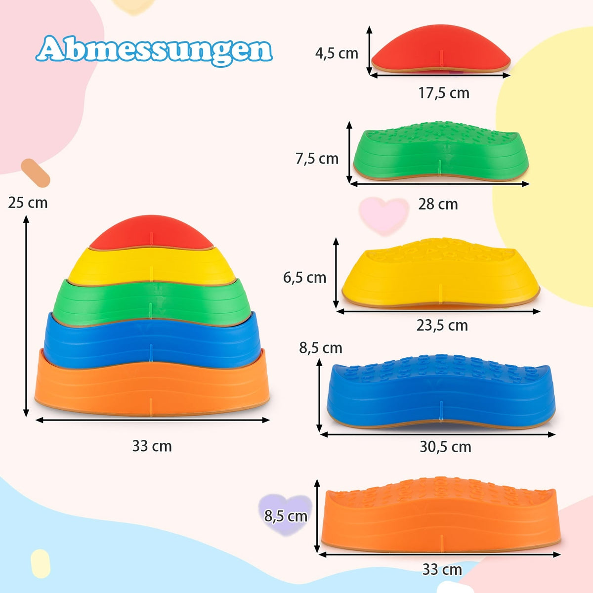 Children's Non-Slip Balance Stones, Multicolor, Up to 80kg