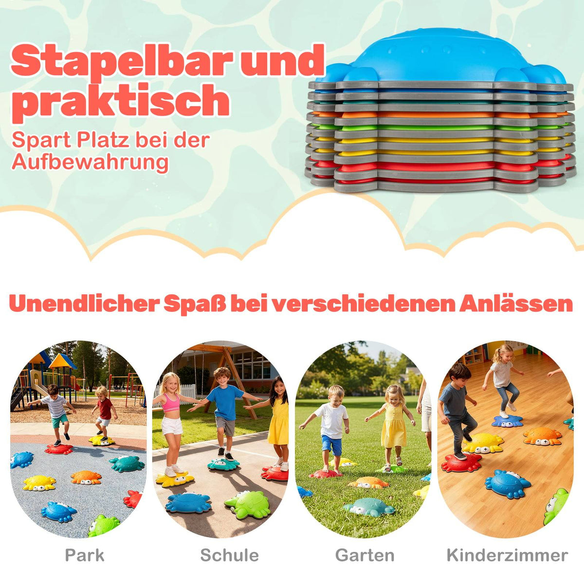 Children's Non-Slip Balance Stones Set, 9-Piece, Colorful