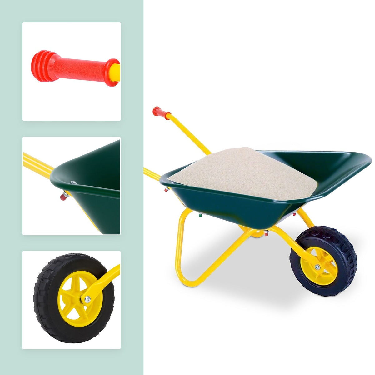Children's Pink Toy Wheelbarrow – Metal, Rubber Wheel