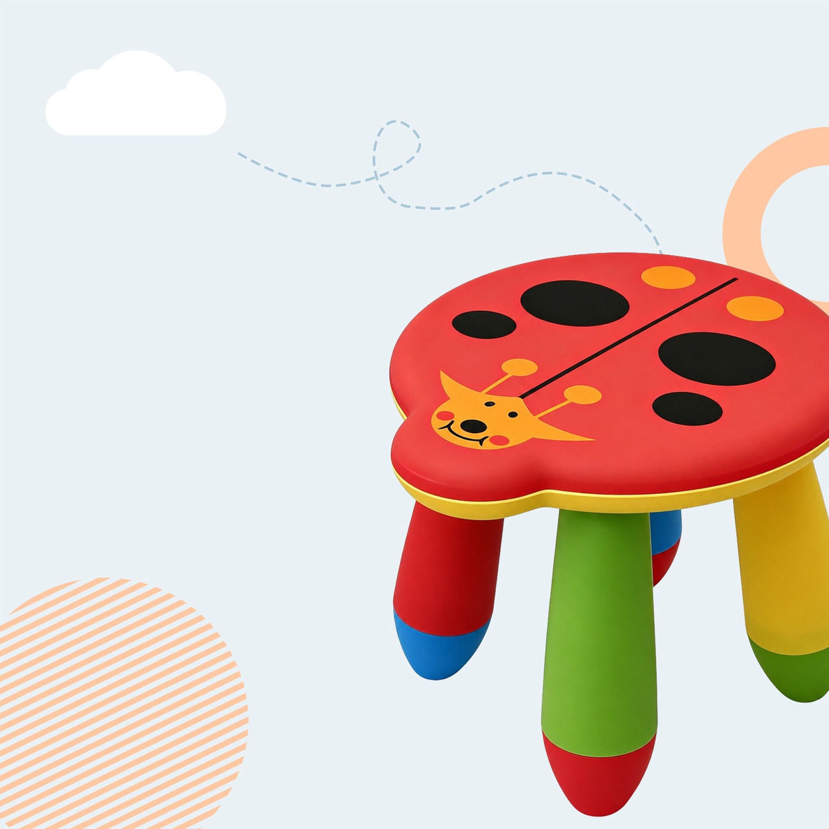 Children's Plastic Stool, Ladybug Design, Multicoloured