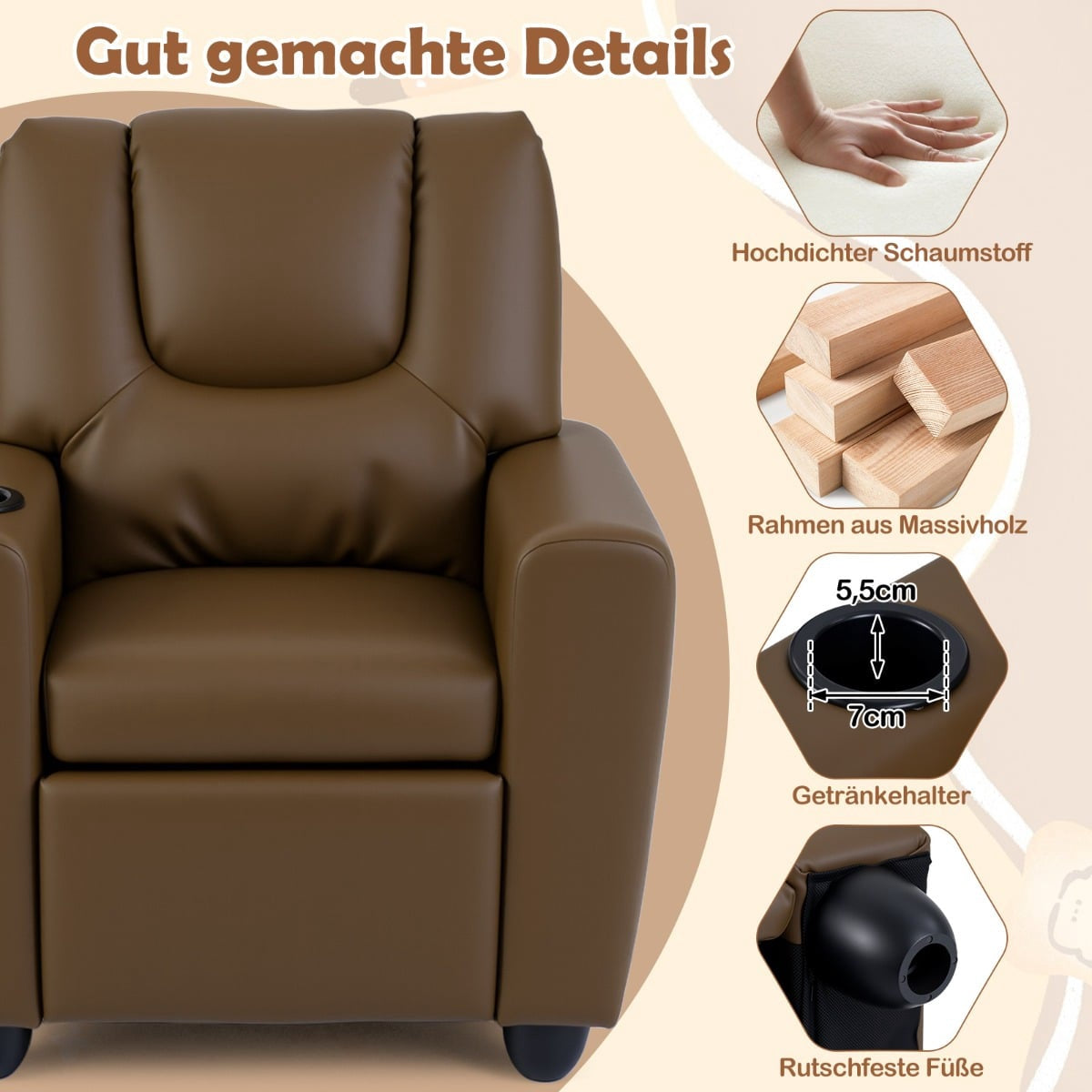 Children's Recliner Chair with Adjustable Back & Footrest