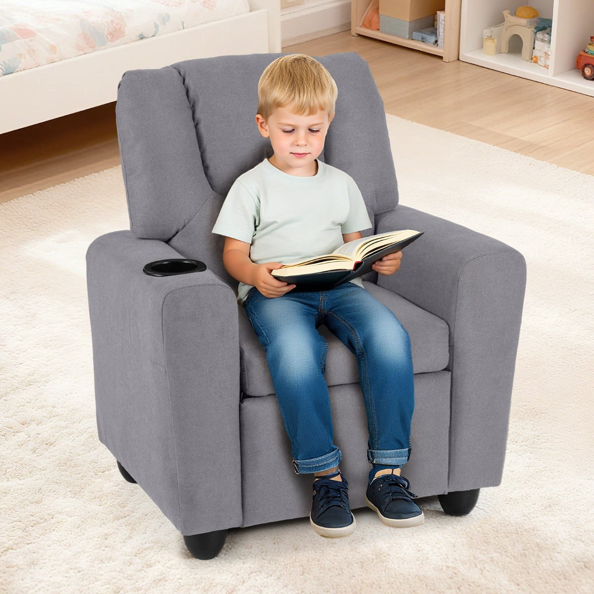 Children's Recliner Chair with Adjustable Back & Footrest