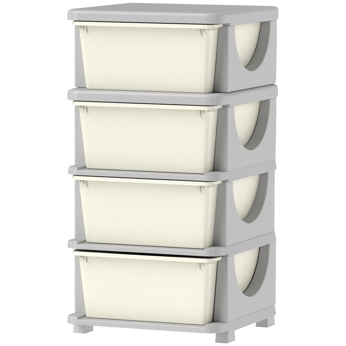 Children's Room Chest of Drawers, 4 Tier Toy Organizer, Toy Storage, Cream White