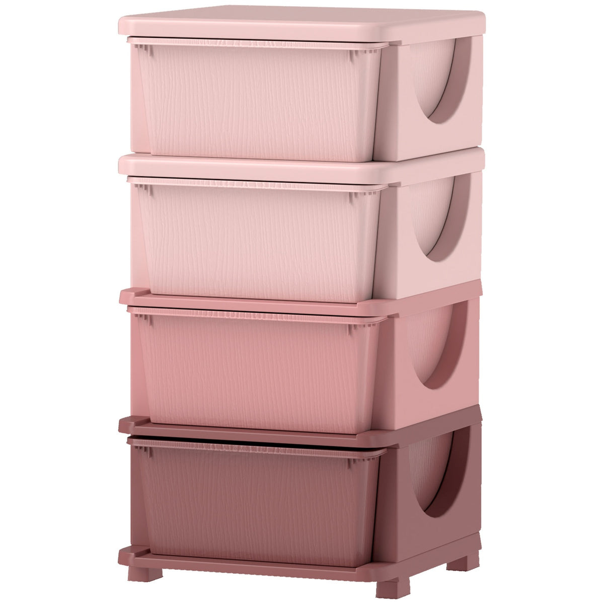 Children's Room Chest of Drawers 4 Tier Toy Organizer Toy Storage Pink