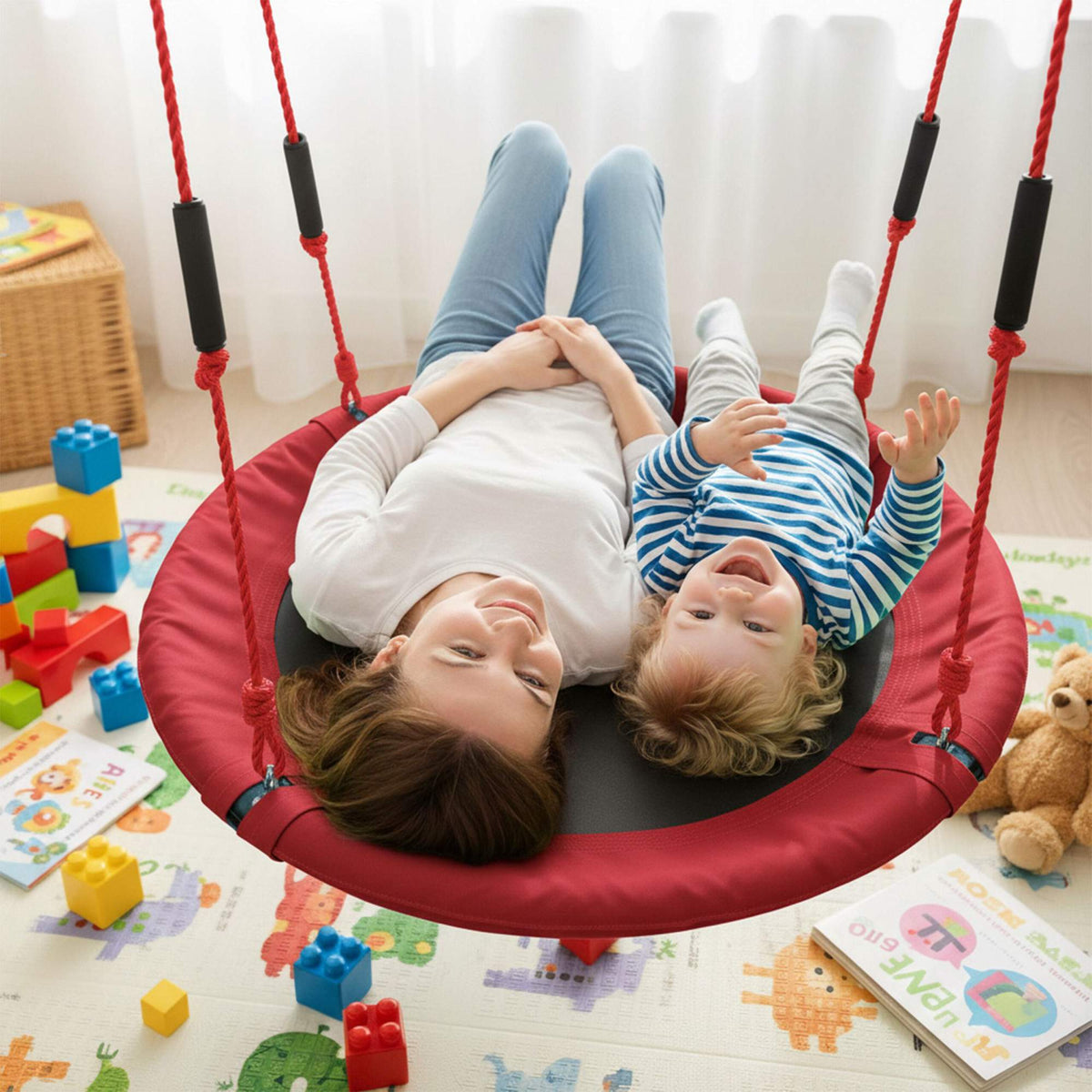 Children's Round Nest Swing with Foam Handles