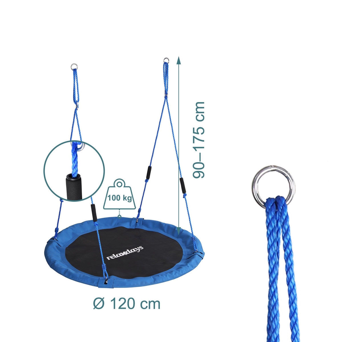 Children's Round Nest Swing with Foam Handles