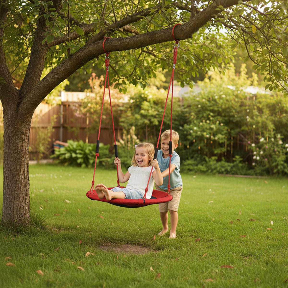 Children's Round Nest Swing with Foam Handles