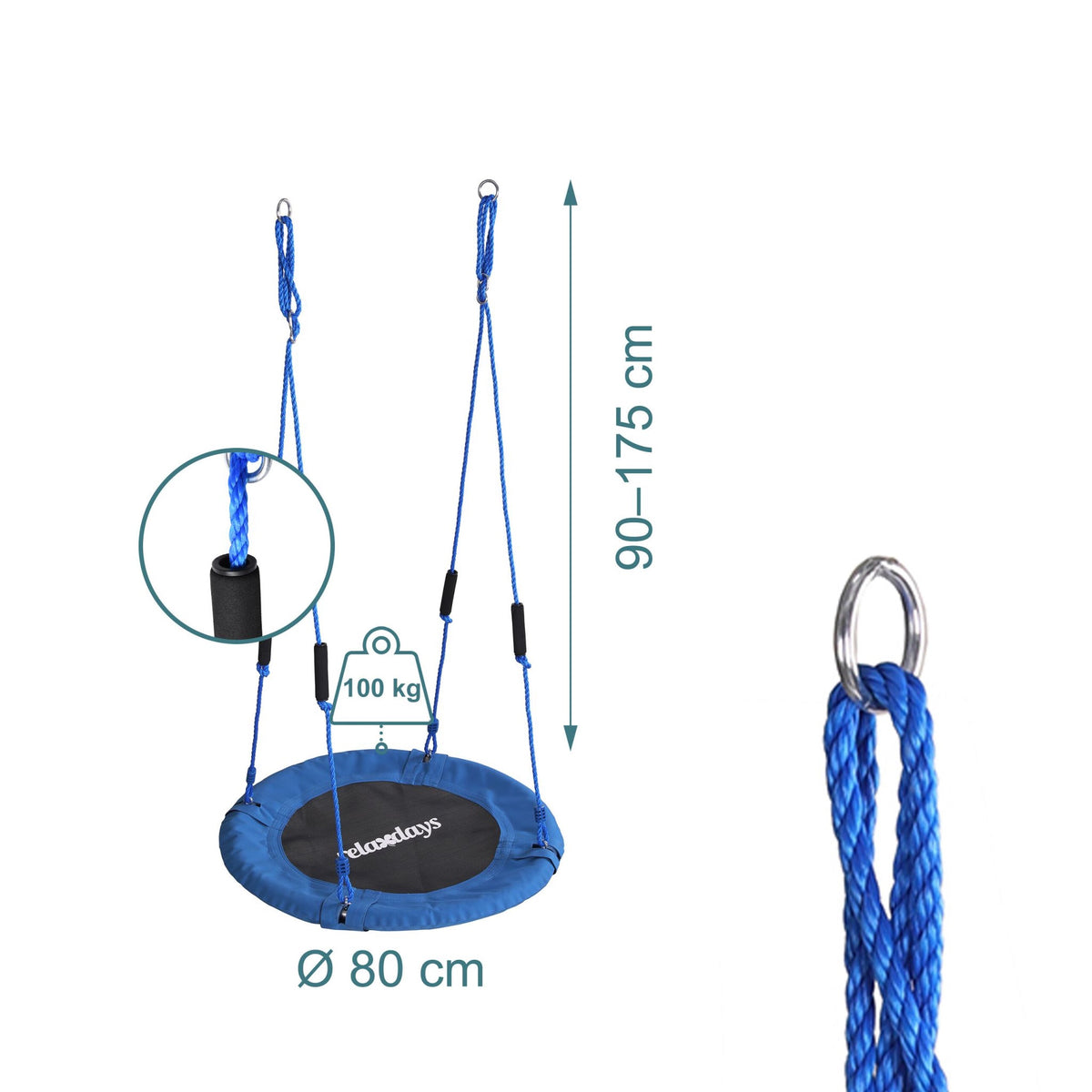 Children's Round Nest Swing with Foam Handles