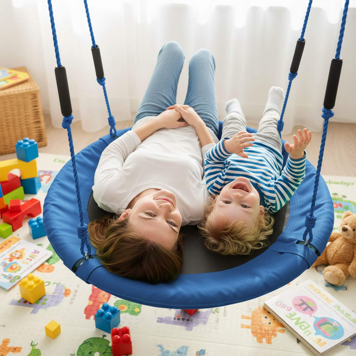 Children's Round Nest Swing with Foam Handles