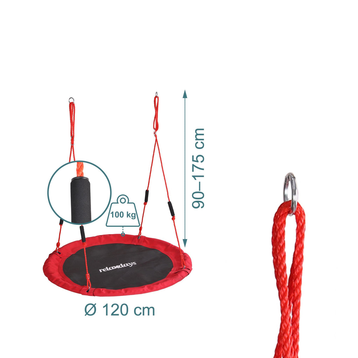 Children's Round Nest Swing with Foam Handles