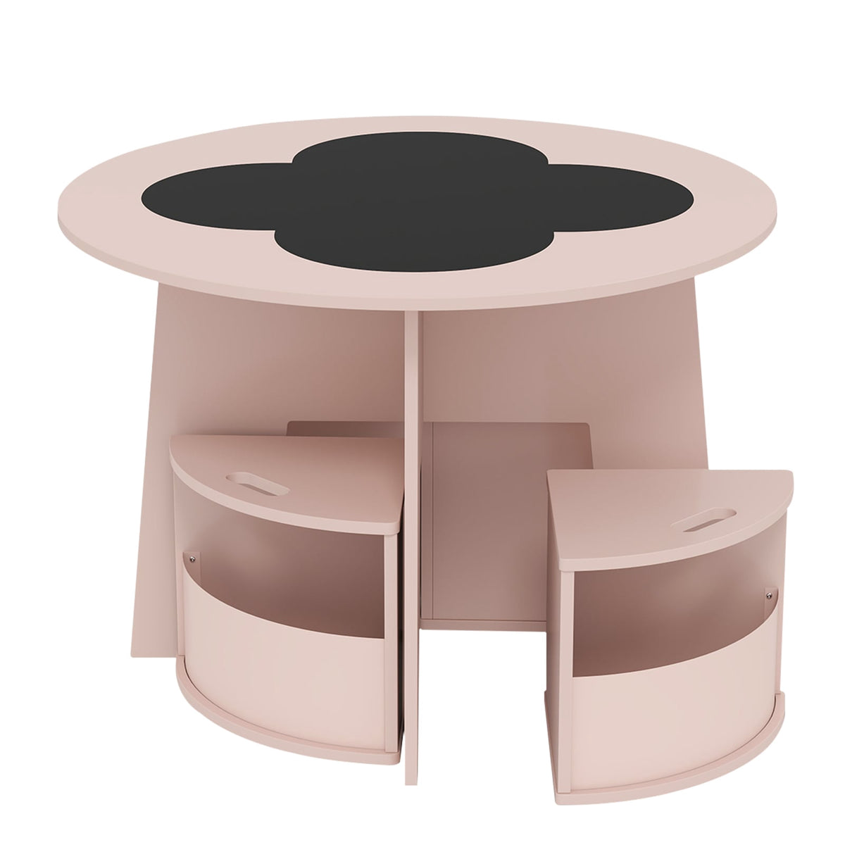 Children's Round Table and Chair Set with Storage, Pink
