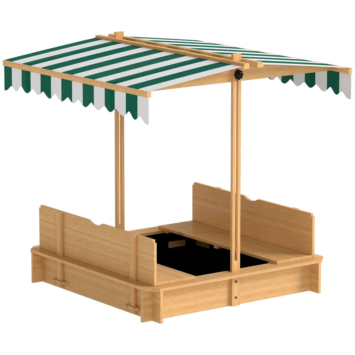 Children's Sandbox with Adjustable Canopy and Seats, 106x106 cm