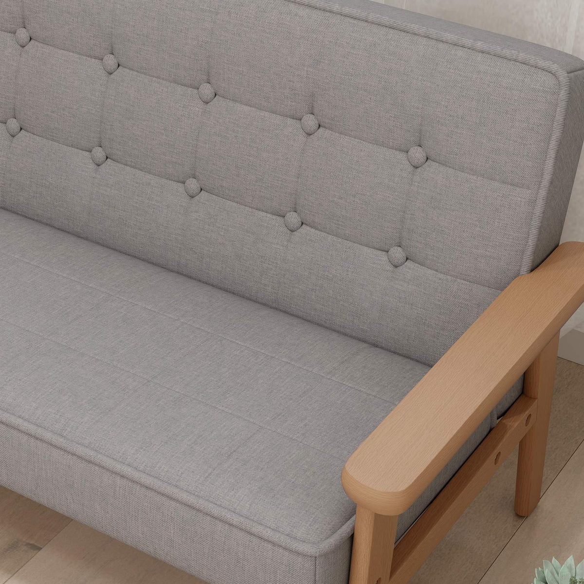 Children's Sofa, Velvet Look, Wood Frame, Ages 3-15, Gray
