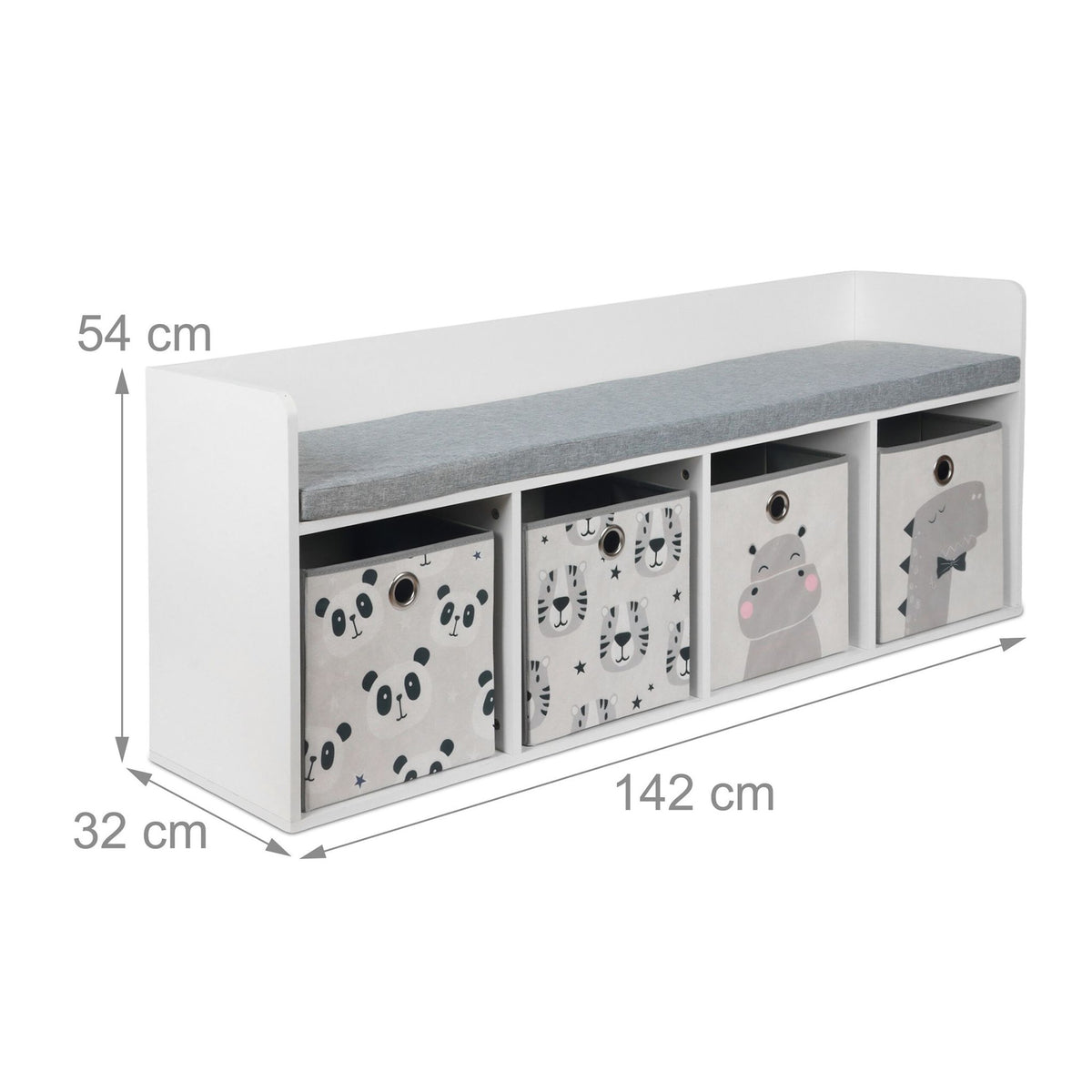 Children's Storage Bench with 4 Bins