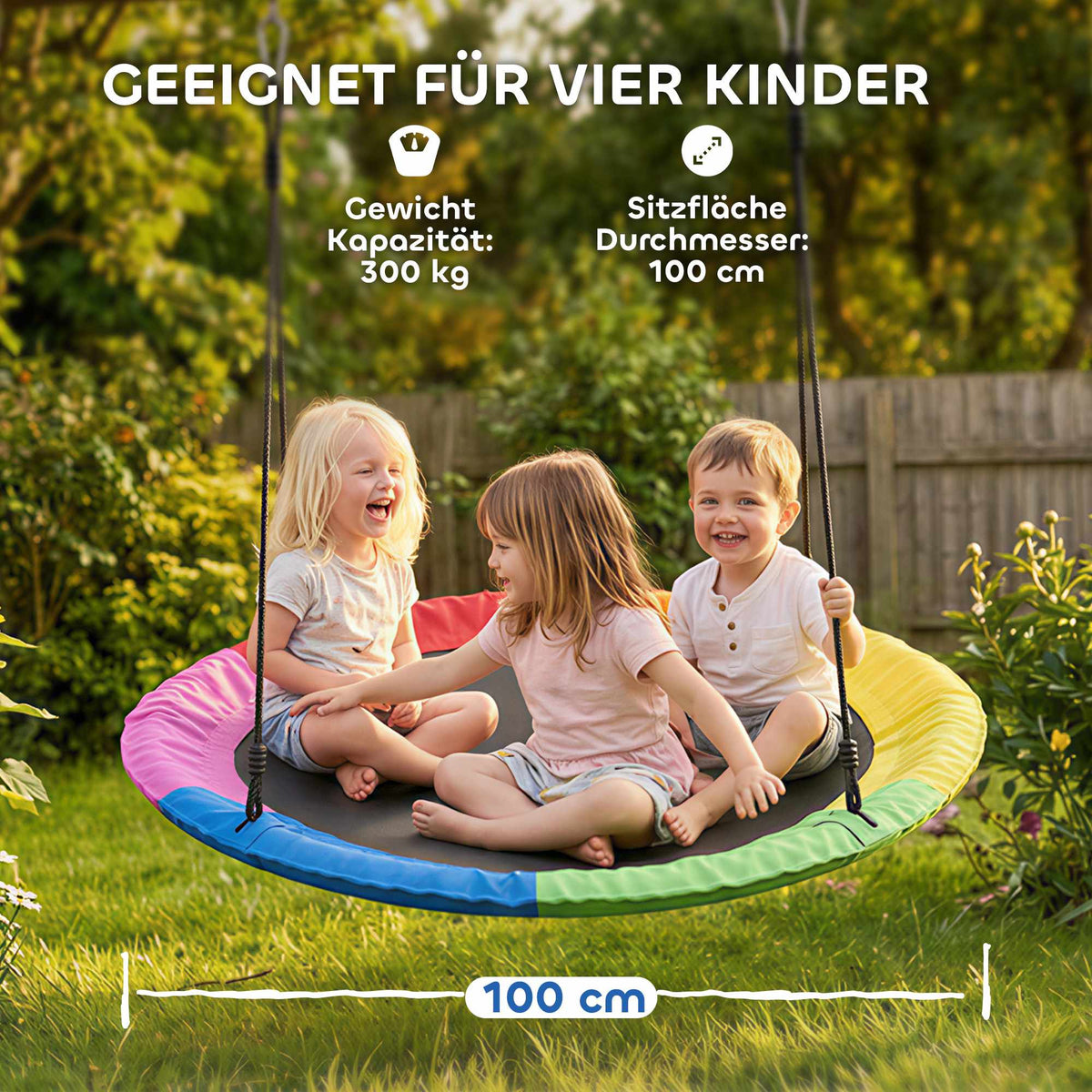 Children's Swing, 100cm, 3 Kids, 300kg Capacity