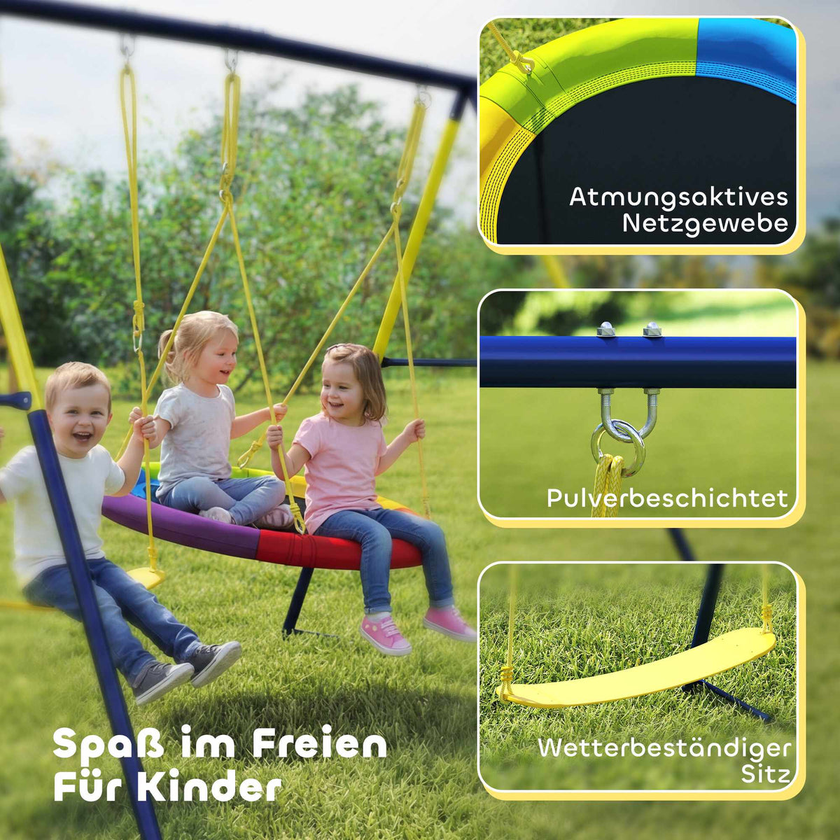 Children's Swing Set with Adjustable Ropes, 100cm Nest Swing