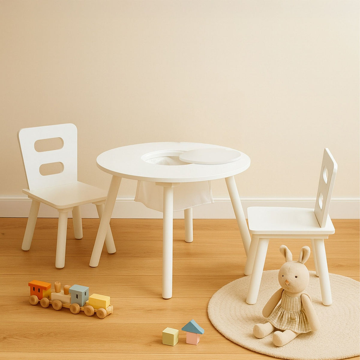Children's Table and Chair Set with Storage