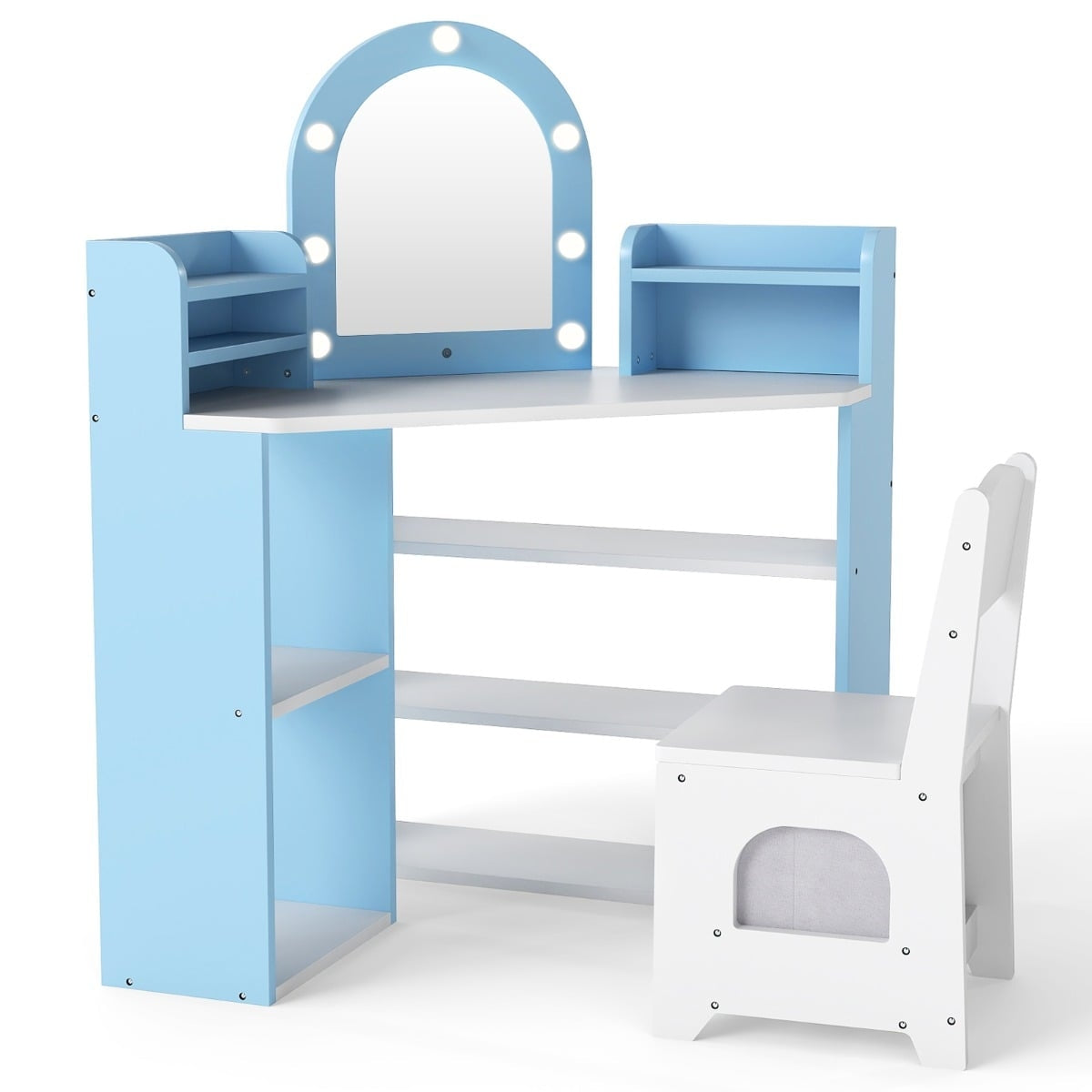 Children's Vanity Set with Mirror & Lights – Blue